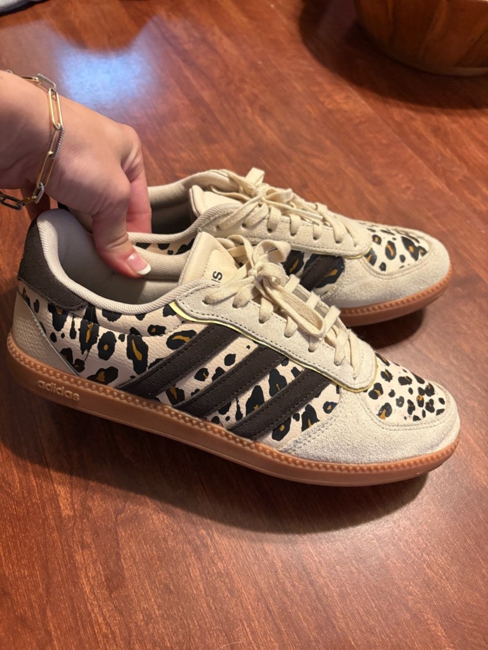 adidas Leopard-Print Low Tops in Beige, Black & Brown